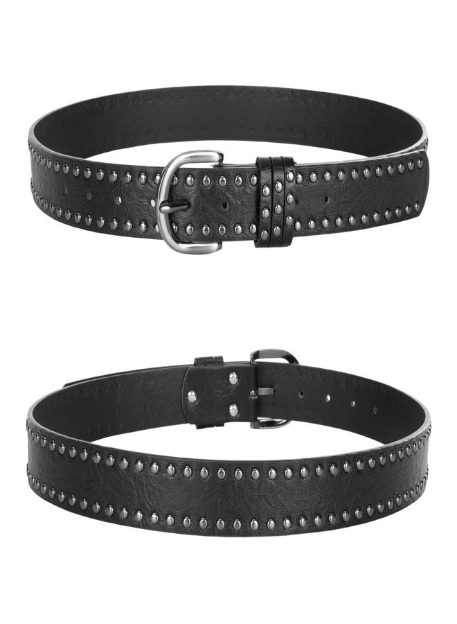 OVOY Studded-Punk-Rock-Belts for Women - Western Studded Rivets Gothic Goth Leather Belt for Jeans & Rocker Outfits - Image 3